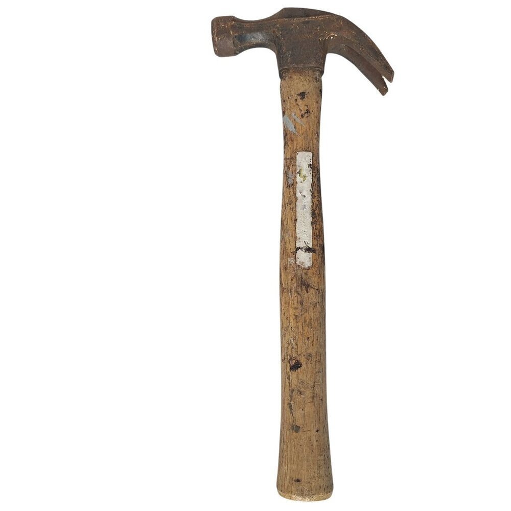 Vintage Curved Claw Hammer Wood Handle Woodworking